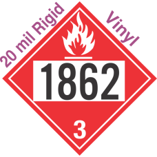 Flammable Class 3 UN1862 20mil Rigid Vinyl DOT Placard