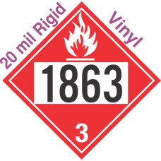 Flammable Class 3 UN1863 20mil Rigid Vinyl DOT Placard
