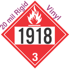 Flammable Class 3 UN1918 20mil Rigid Vinyl DOT Placard