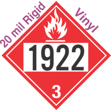 Flammable Class 3 UN1922 20mil Rigid Vinyl DOT Placard