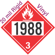Flammable Class 3 UN1988 20mil Rigid Vinyl DOT Placard