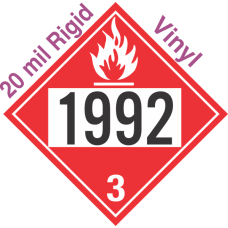 Flammable Class 3 UN1992 20mil Rigid Vinyl DOT Placard