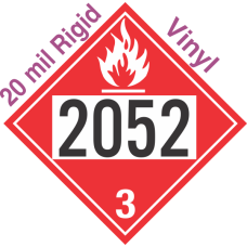 Flammable Class 3 UN2052 20mil Rigid Vinyl DOT Placard