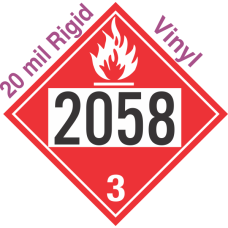 Flammable Class 3 UN2058 20mil Rigid Vinyl DOT Placard