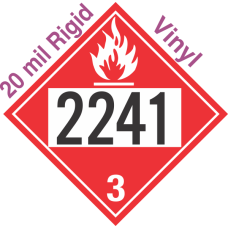 Flammable Class 3 UN2241 20mil Rigid Vinyl DOT Placard
