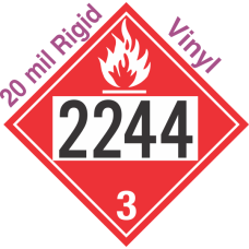 Flammable Class 3 UN2244 20mil Rigid Vinyl DOT Placard