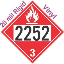 Flammable Class 3 UN2252 20mil Rigid Vinyl DOT Placard