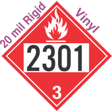 Flammable Class 3 UN2301 20mil Rigid Vinyl DOT Placard