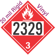 Flammable Class 3 UN2329 20mil Rigid Vinyl DOT Placard