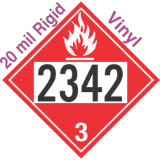 Flammable Class 3 UN2342 20mil Rigid Vinyl DOT Placard