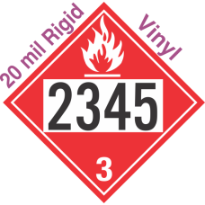 Flammable Class 3 UN2345 20mil Rigid Vinyl DOT Placard