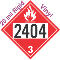 Flammable Class 3 UN2404 20mil Rigid Vinyl DOT Placard
