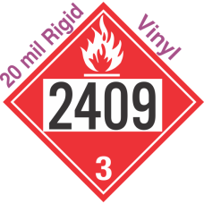 Flammable Class 3 UN2409 20mil Rigid Vinyl DOT Placard