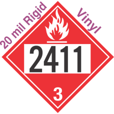 Flammable Class 3 UN2411 20mil Rigid Vinyl DOT Placard