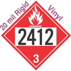 Flammable Class 3 UN2412 20mil Rigid Vinyl DOT Placard