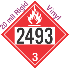 Flammable Class 3 UN2493 20mil Rigid Vinyl DOT Placard