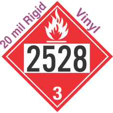 Flammable Class 3 UN2528 20mil Rigid Vinyl DOT Placard