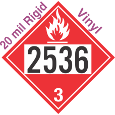 Flammable Class 3 UN2536 20mil Rigid Vinyl DOT Placard