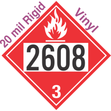 Flammable Class 3 UN2608 20mil Rigid Vinyl DOT Placard
