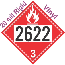 Flammable Class 3 UN2622 20mil Rigid Vinyl DOT Placard