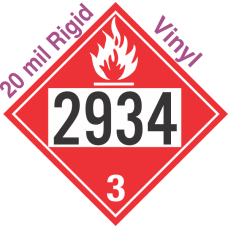 Flammable Class 3 UN2934 20mil Rigid Vinyl DOT Placard