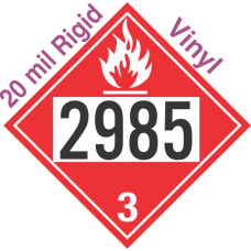 Flammable Class 3 UN2985 20mil Rigid Vinyl DOT Placard