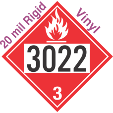 Flammable Class 3 UN3022 20mil Rigid Vinyl DOT Placard