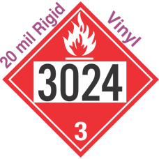 Flammable Class 3 UN3024 20mil Rigid Vinyl DOT Placard
