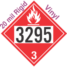 Flammable Class 3 UN3295 20mil Rigid Vinyl DOT Placard