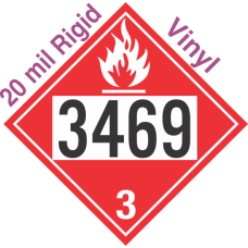 Flammable Class 3 UN3469 20mil Rigid Vinyl DOT Placard