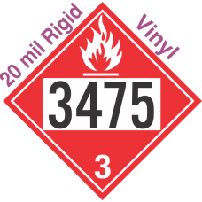 Flammable Class 3 UN3475 20mil Rigid Vinyl DOT Placard