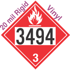 Flammable Class 3 UN3494 20mil Rigid Vinyl DOT Placard