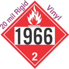 Flammable Gas Class 2.1 UN1966 20mil Rigid Vinyl DOT Placard