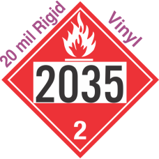 Flammable Gas Class 2.1 UN2035 20mil Rigid Vinyl DOT Placard