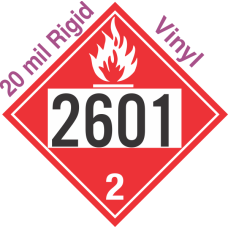 Flammable Gas Class 2.1 UN2601 20mil Rigid Vinyl DOT Placard