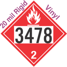 Flammable Gas Class 2.1 UN3478 20mil Rigid Vinyl DOT Placard