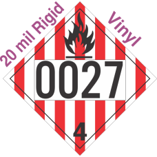 Flammable Solid Class 4.1 UN0027 20mil Rigid Vinyl DOT Placard