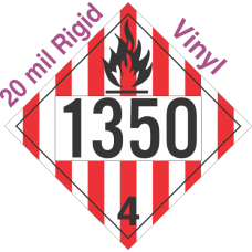 Flammable Solid Class 4.1 UN1350 20mil Rigid Vinyl DOT Placard
