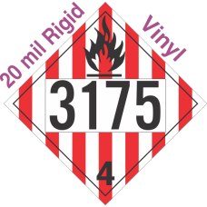 Flammable Solid Class 4.1 UN3175 20mil Rigid Vinyl DOT Placard
