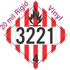 Flammable Solid Class 4.1 UN3221 20mil Rigid Vinyl DOT Placard