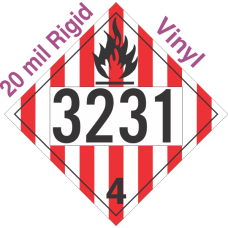Flammable Solid Class 4.1 UN3231 20mil Rigid Vinyl DOT Placard