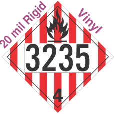 Flammable Solid Class 4.1 UN3235 20mil Rigid Vinyl DOT Placard