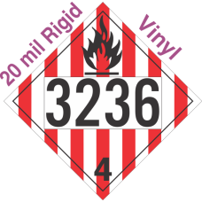 Flammable Solid Class 4.1 UN3236 20mil Rigid Vinyl DOT Placard