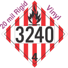 Flammable Solid Class 4.1 UN3240 20mil Rigid Vinyl DOT Placard
