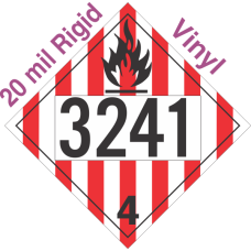 Flammable Solid Class 4.1 UN3241 20mil Rigid Vinyl DOT Placard