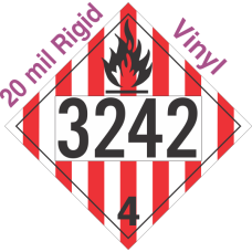 Flammable Solid Class 4.1 UN3242 20mil Rigid Vinyl DOT Placard