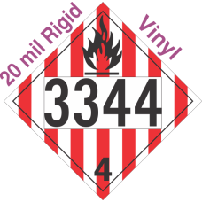 Flammable Solid Class 4.1 UN3344 20mil Rigid Vinyl DOT Placard