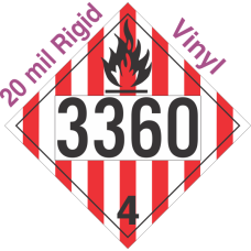 Flammable Solid Class 4.1 UN3360 20mil Rigid Vinyl DOT Placard