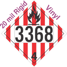 Flammable Solid Class 4.1 UN3368 20mil Rigid Vinyl DOT Placard
