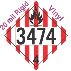 Flammable Solid Class 4.1 UN3474 20mil Rigid Vinyl DOT Placard